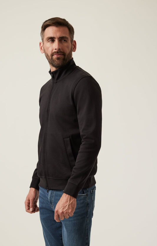 34 Heritage High Neck Zip-Up Sweater In Black