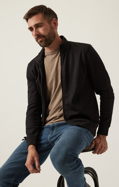 34 Heritage High Neck Zip-Up Sweater In Black