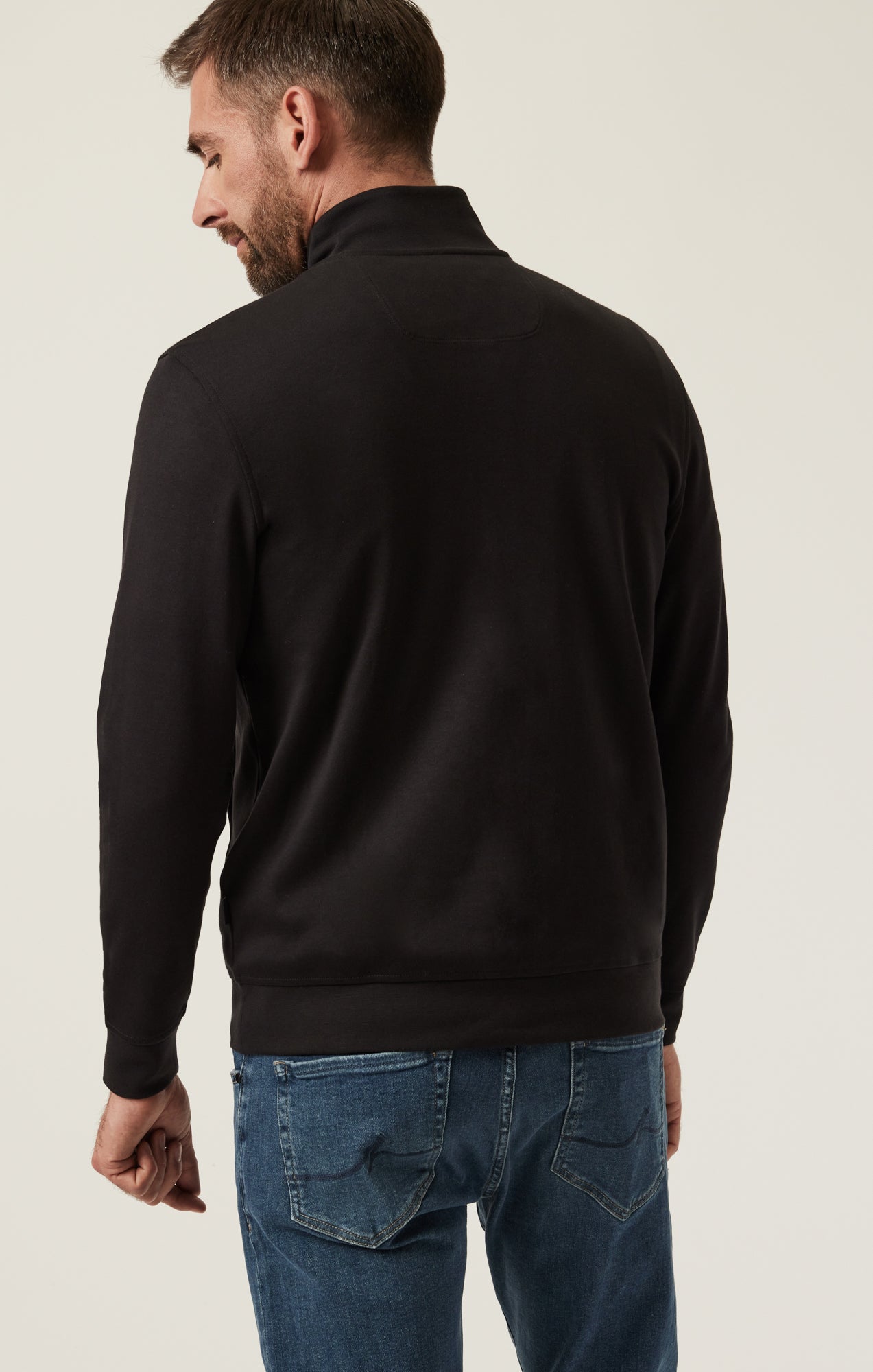 34 Heritage High Neck Zip-Up Sweater In Black