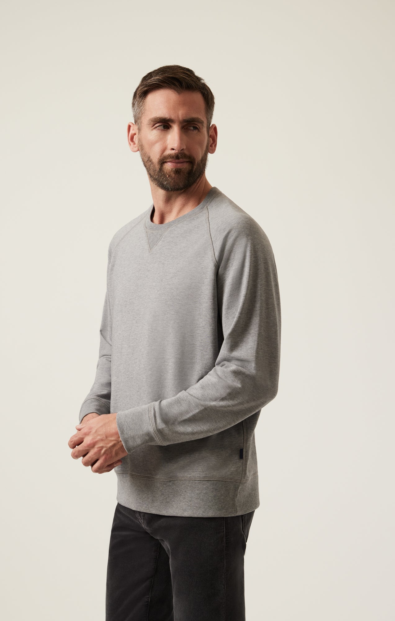 34 Heritage French Terry Crew Sweatshirt In Grey Melange