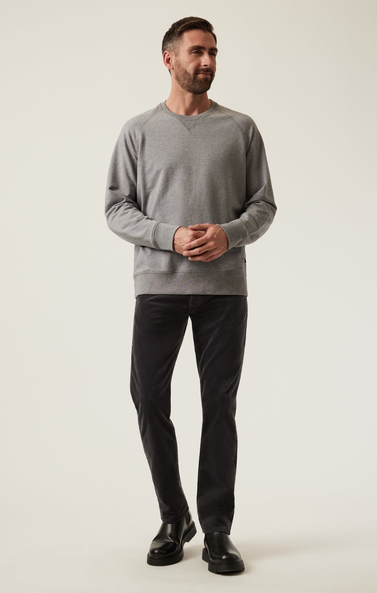 34 Heritage French Terry Crew Sweatshirt In Grey Melange