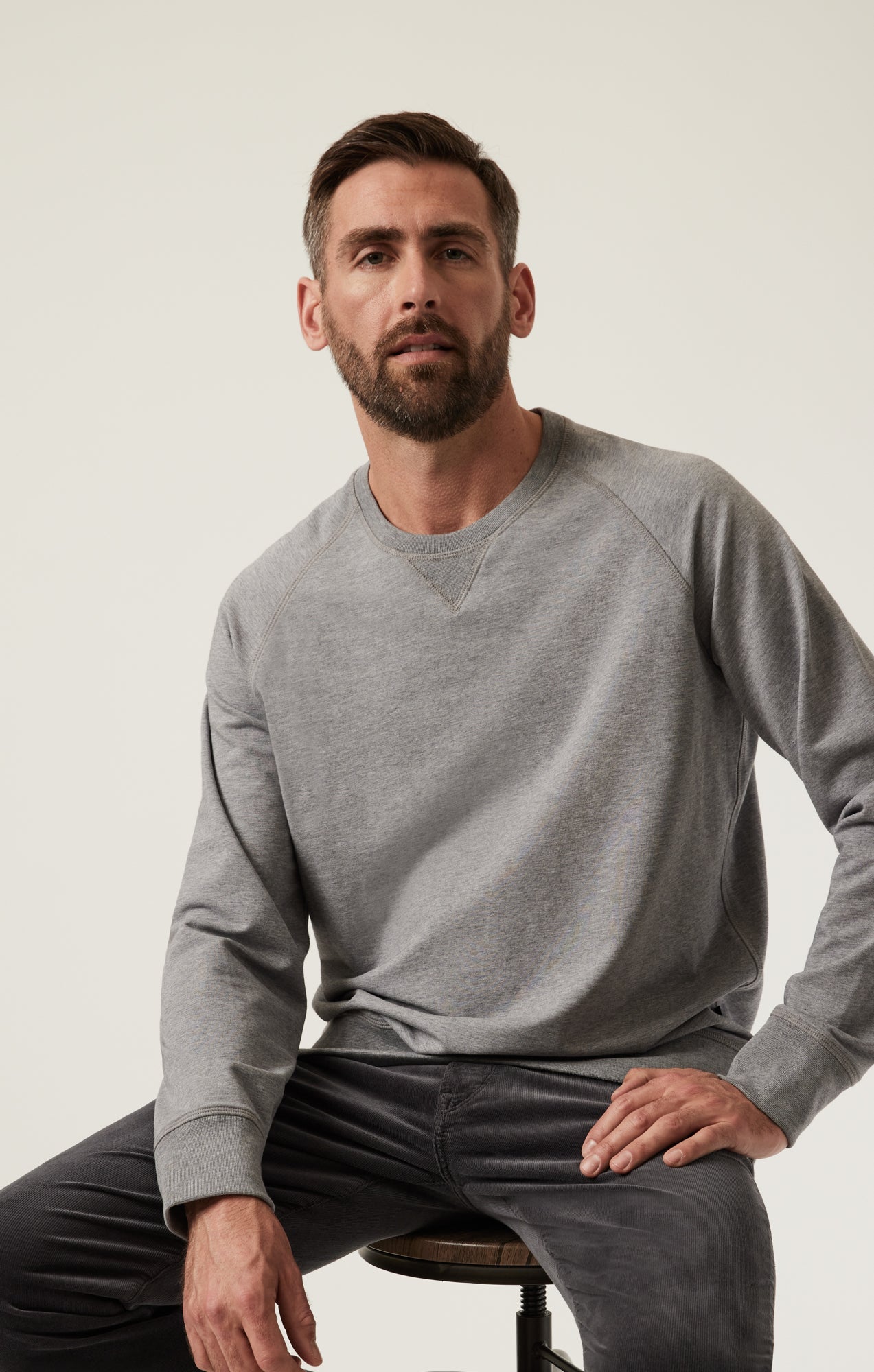 34 Heritage French Terry Crew Sweatshirt In Grey Melange