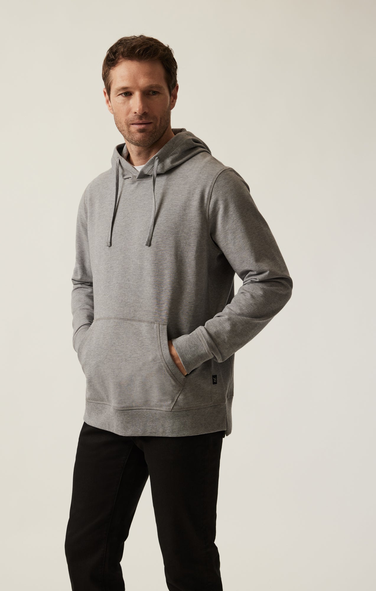 34 Heritage French Terry Hoodie In Grey Melange