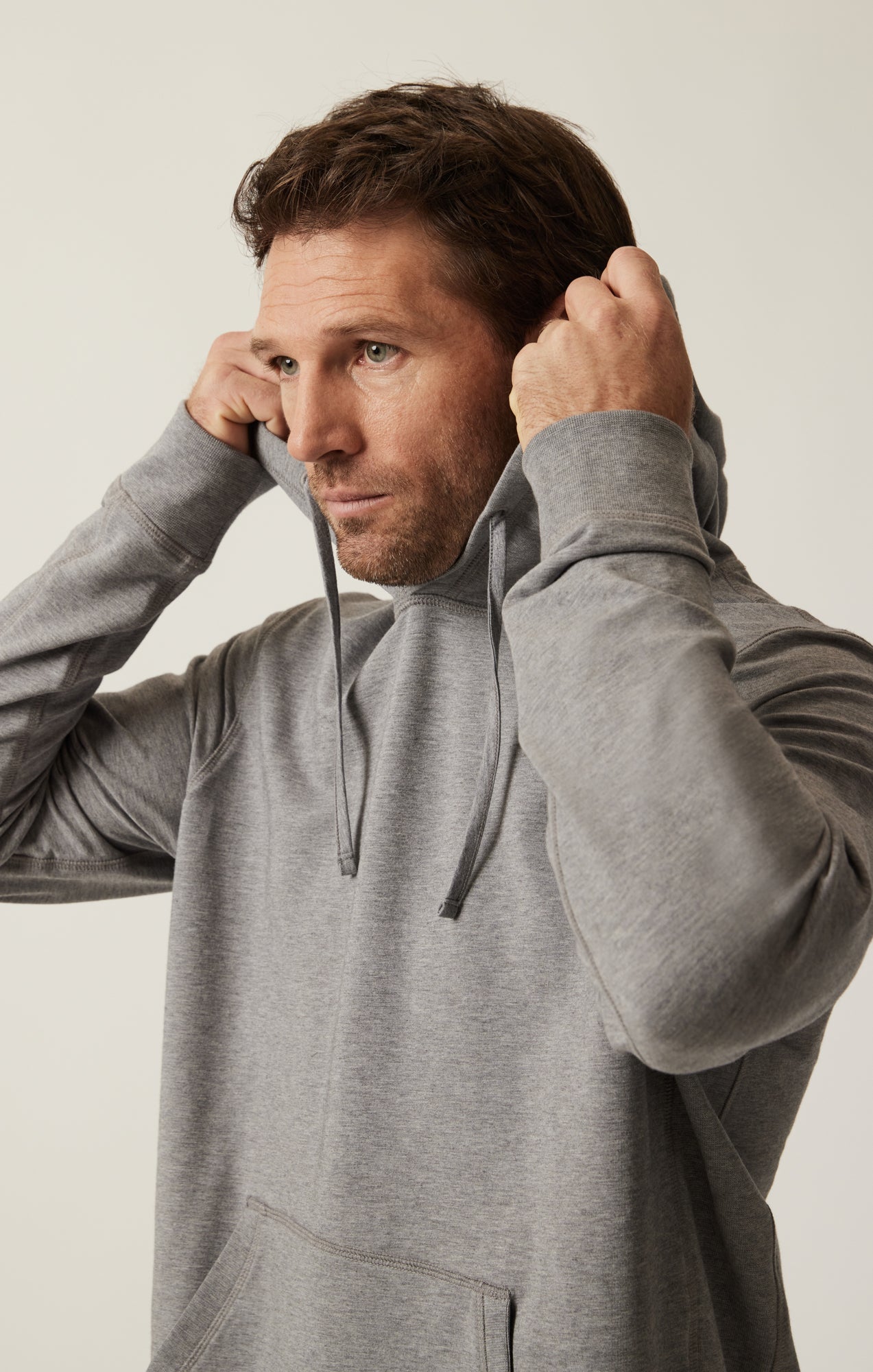 34 Heritage French Terry Hoodie In Grey Melange