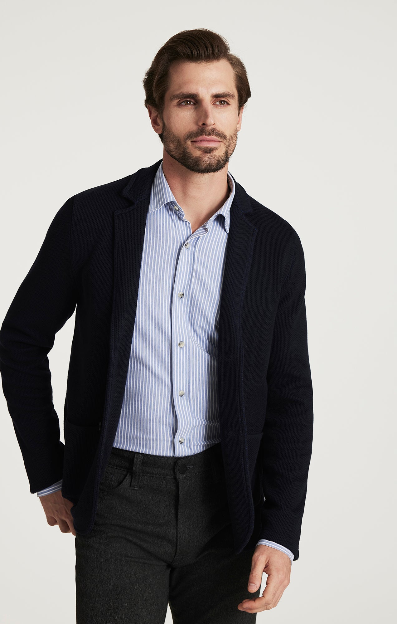 34 Heritage Double Face Blazer In Navy
