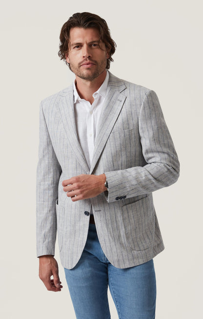 34 Heritage Matteo Checked Blazer in Grey Melange