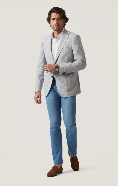 34 Heritage Matteo Checked Blazer in Grey Melange