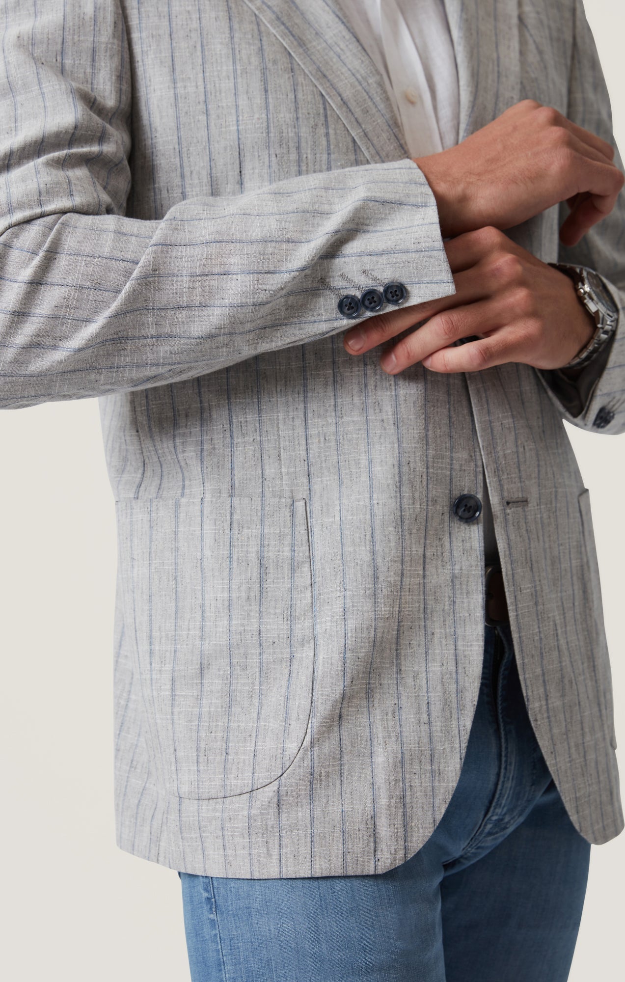 34 Heritage Matteo Checked Blazer in Grey Melange