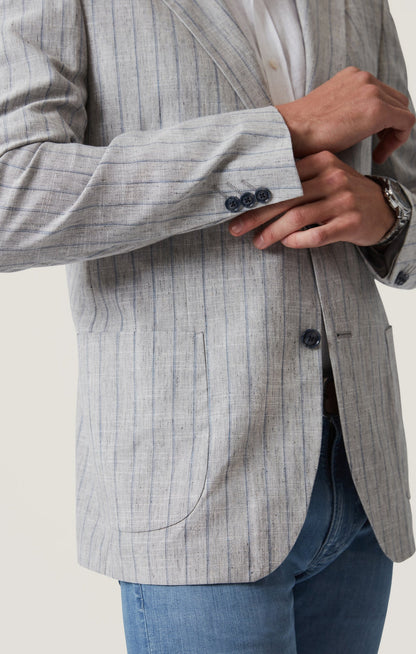 34 Heritage Matteo Checked Blazer in Grey Melange
