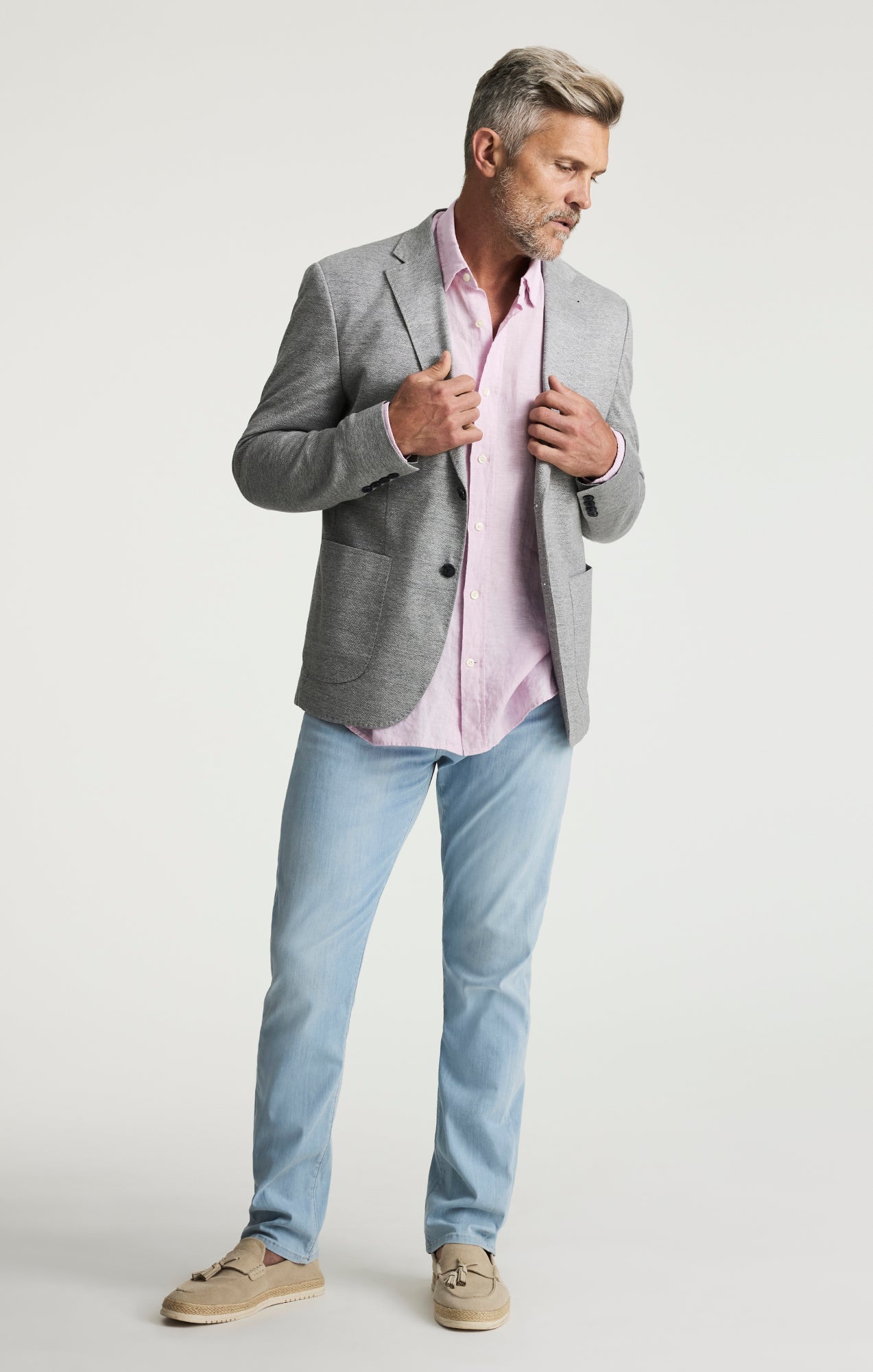 34 Heritage Matteo Melange Blazer In Grey