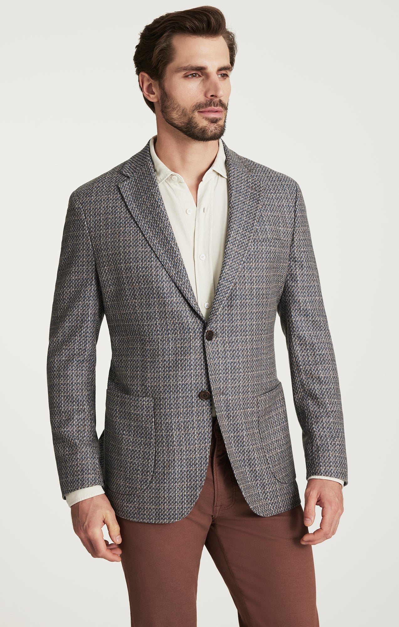 34 Heritage Matteo Mini Checked Blazer in Dark Blue