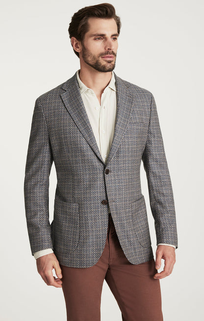 34 Heritage Matteo Mini Checked Blazer in Dark Blue