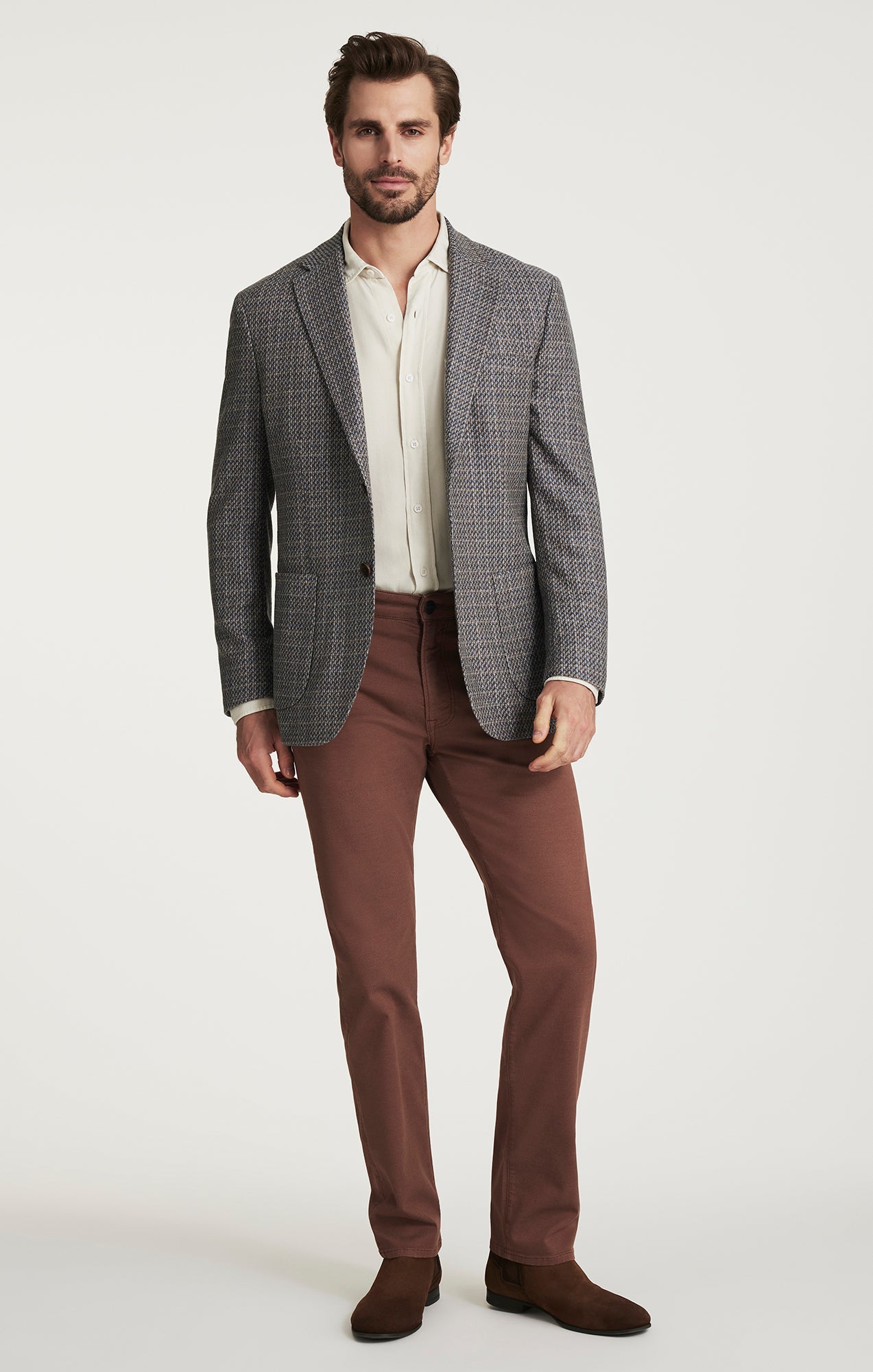 34 Heritage Matteo Mini Checked Blazer in Dark Blue
