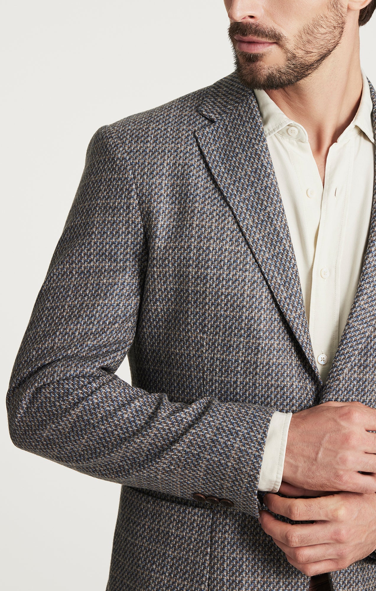 34 Heritage Matteo Mini Checked Blazer in Dark Blue