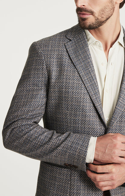 34 Heritage Matteo Mini Checked Blazer in Dark Blue