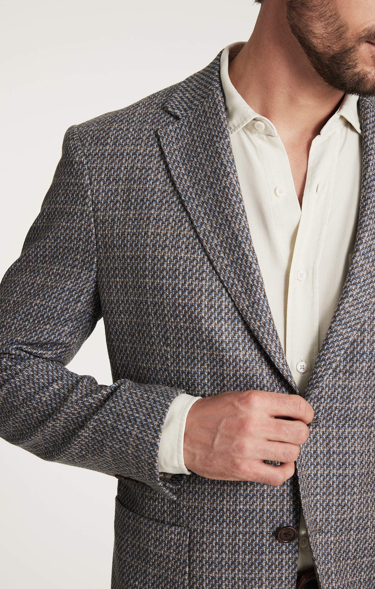 34 Heritage Matteo Mini Checked Blazer in Dark Blue
