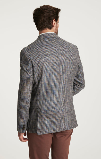 34 Heritage Matteo Mini Checked Blazer in Dark Blue