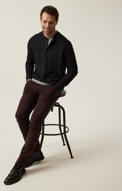 34 Heritage Courage Straight Leg Pants in Burgundy Twill