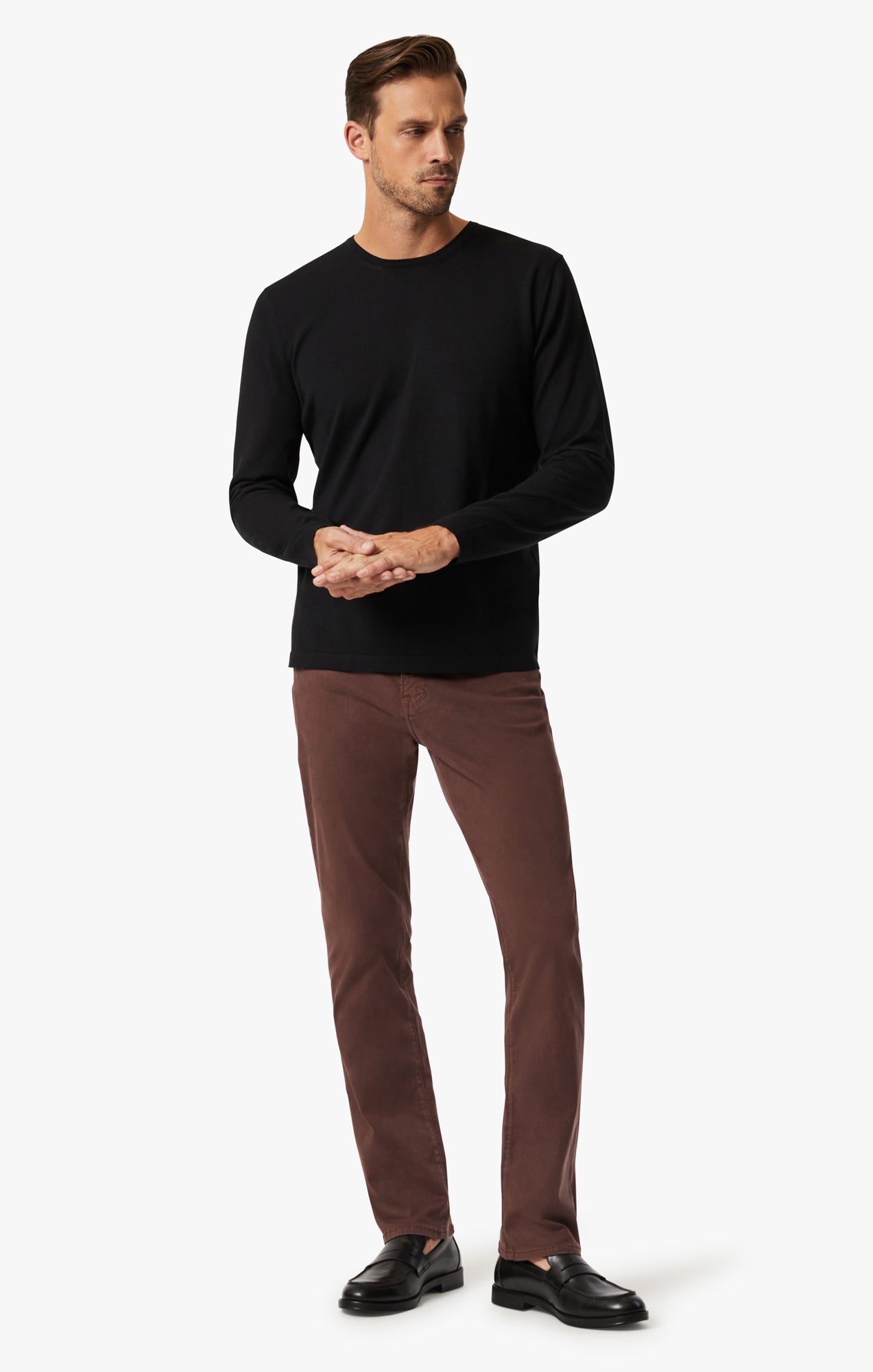 34 Heritage Charisma Relaxed Straight Leg Pants In Mahogany Twill