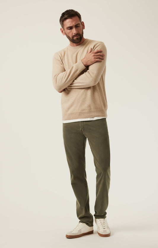 34 Heritage Charisma Relaxed Straight Pants in Dark Olive Twill