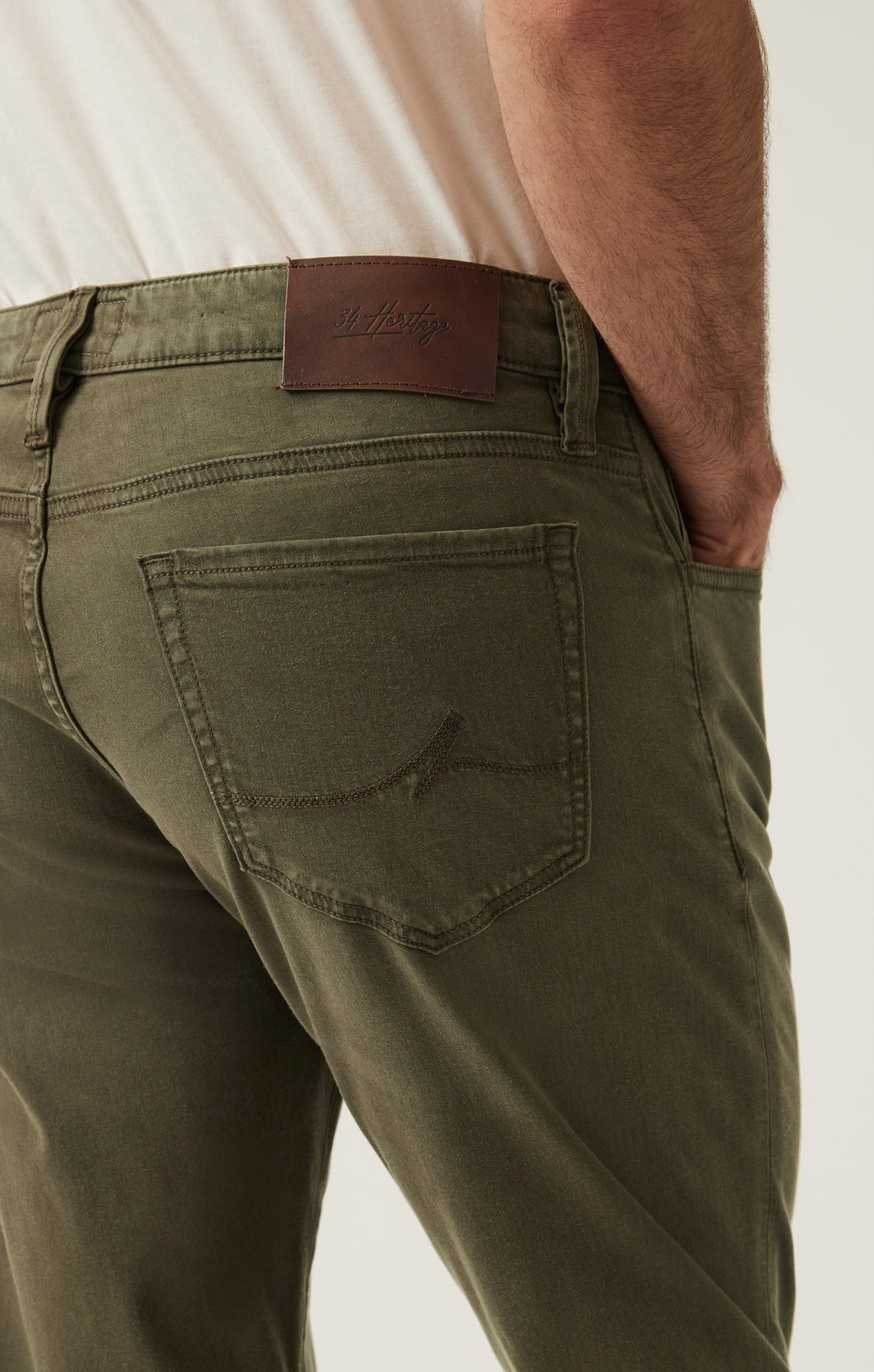 34 Heritage Charisma Relaxed Straight Pants in Dark Olive Twill