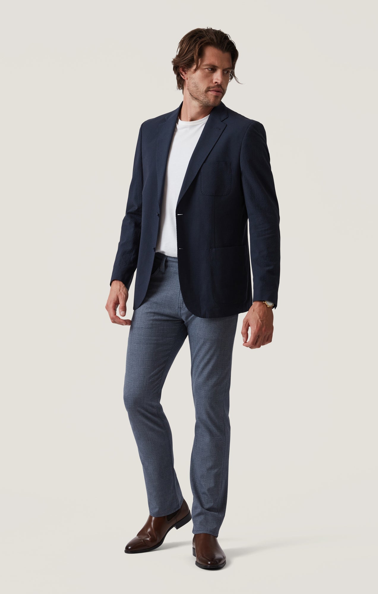 34 Heritage Charisma Relaxed Straight Pants in Navy Fancy