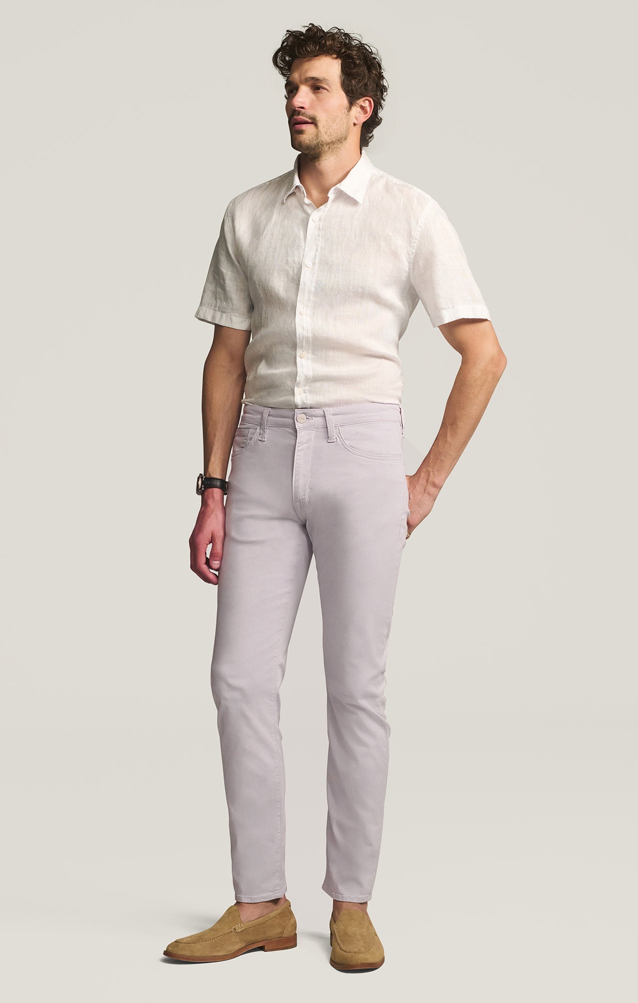34 Heritage Courage Straight Leg Pants in Lilac Twill