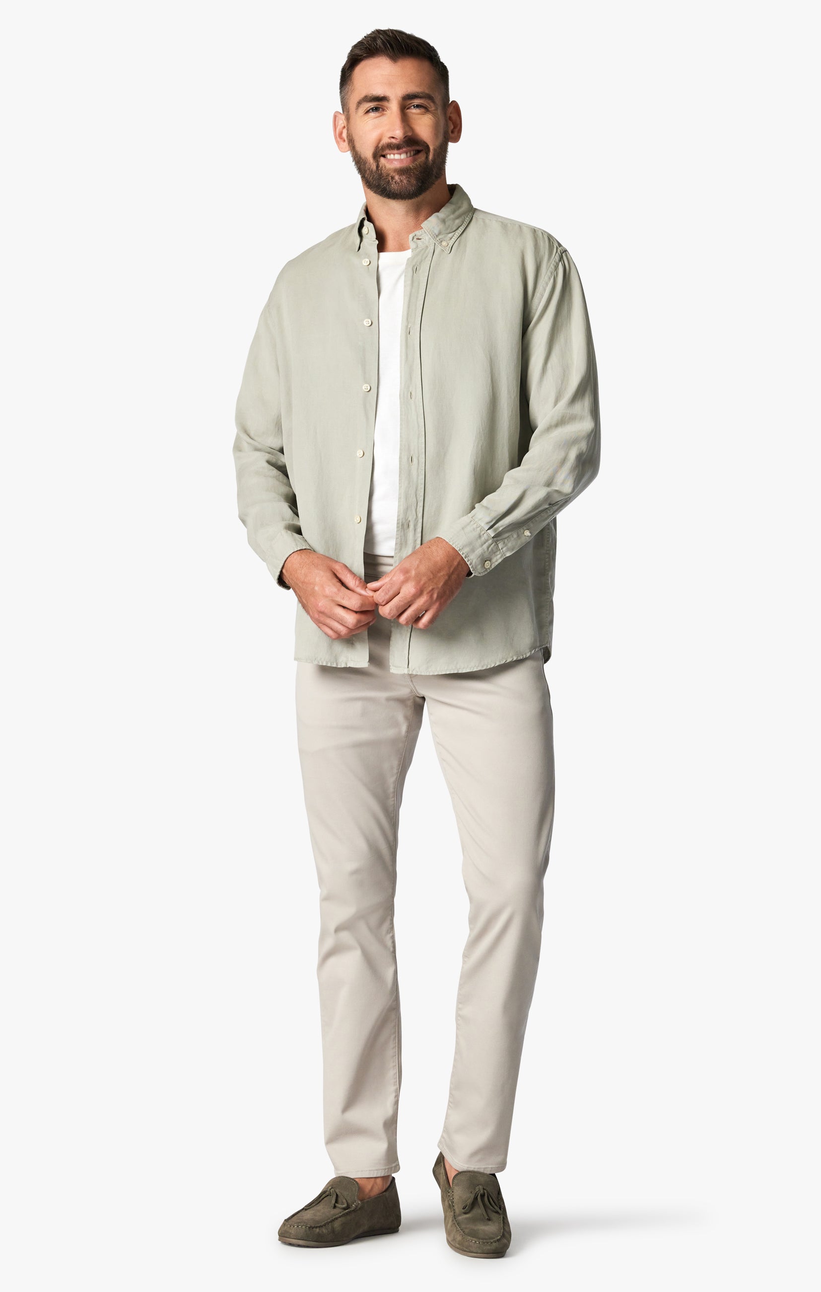 34 Heritage Courage Mid-Rise, Straight Leg Pants In Oyster Summer Coolmax