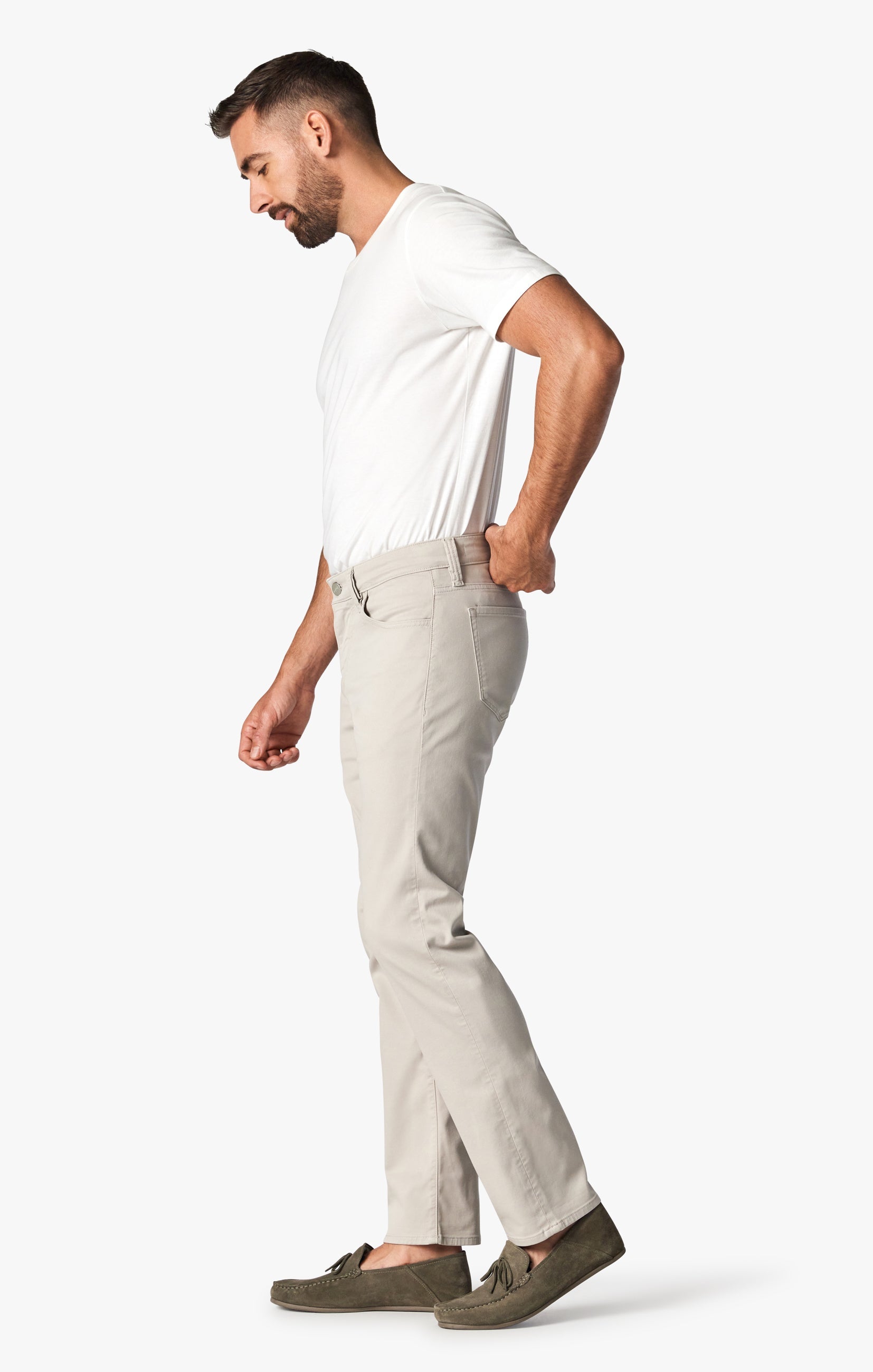 34 Heritage Courage Mid-Rise, Straight Leg Pants In Oyster Summer Coolmax