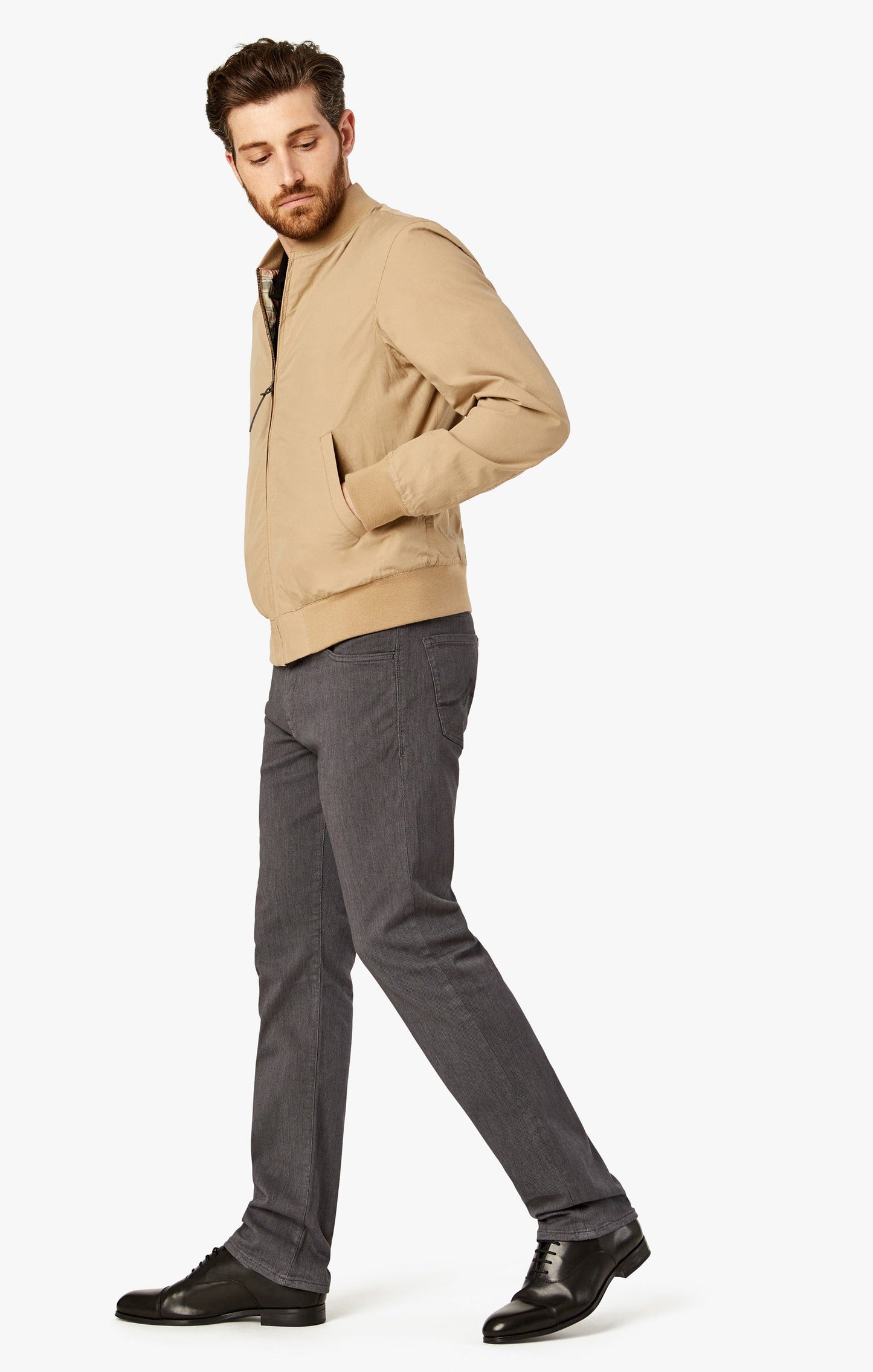 34 Heritage Courage Straight Leg Pants in Grey Diagonal