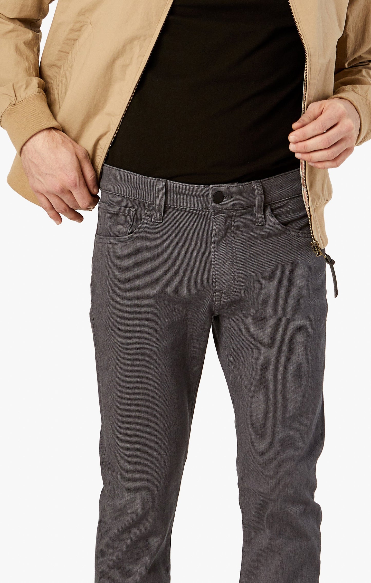 34 Heritage Courage Straight Leg Pants in Grey Diagonal