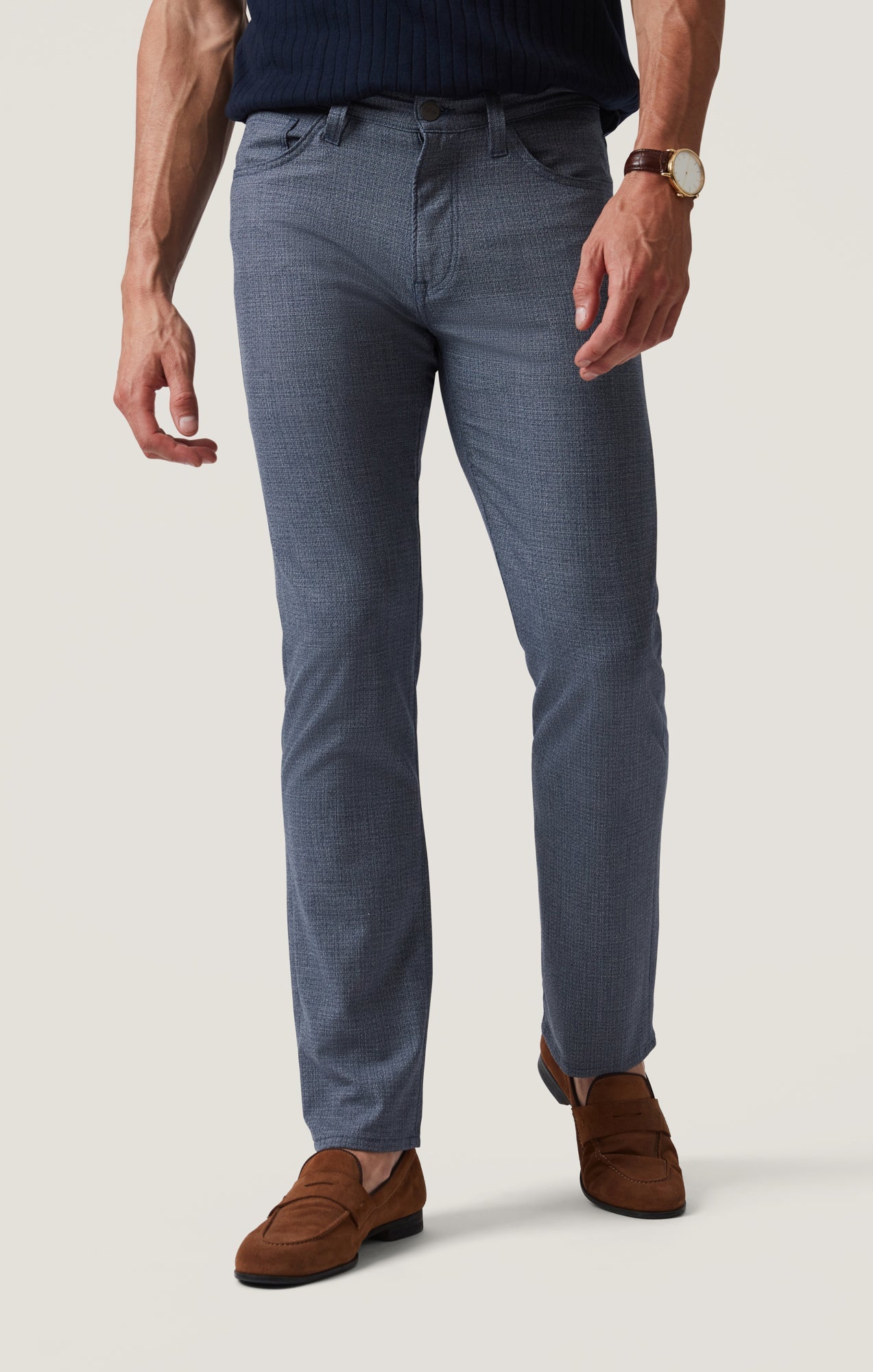 34 Heritage Courage Straight Leg Pants in Navy Fancy