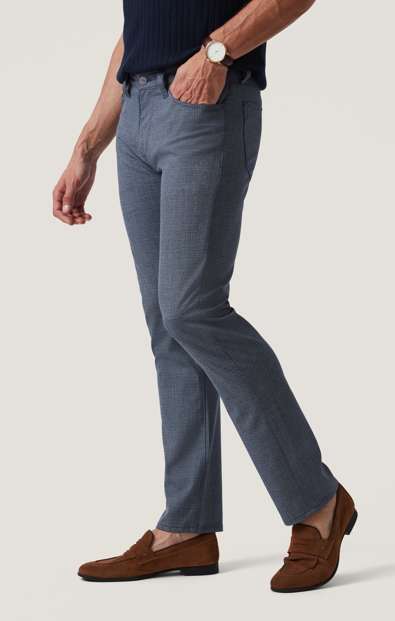 34 Heritage Courage Straight Leg Pants in Navy Fancy