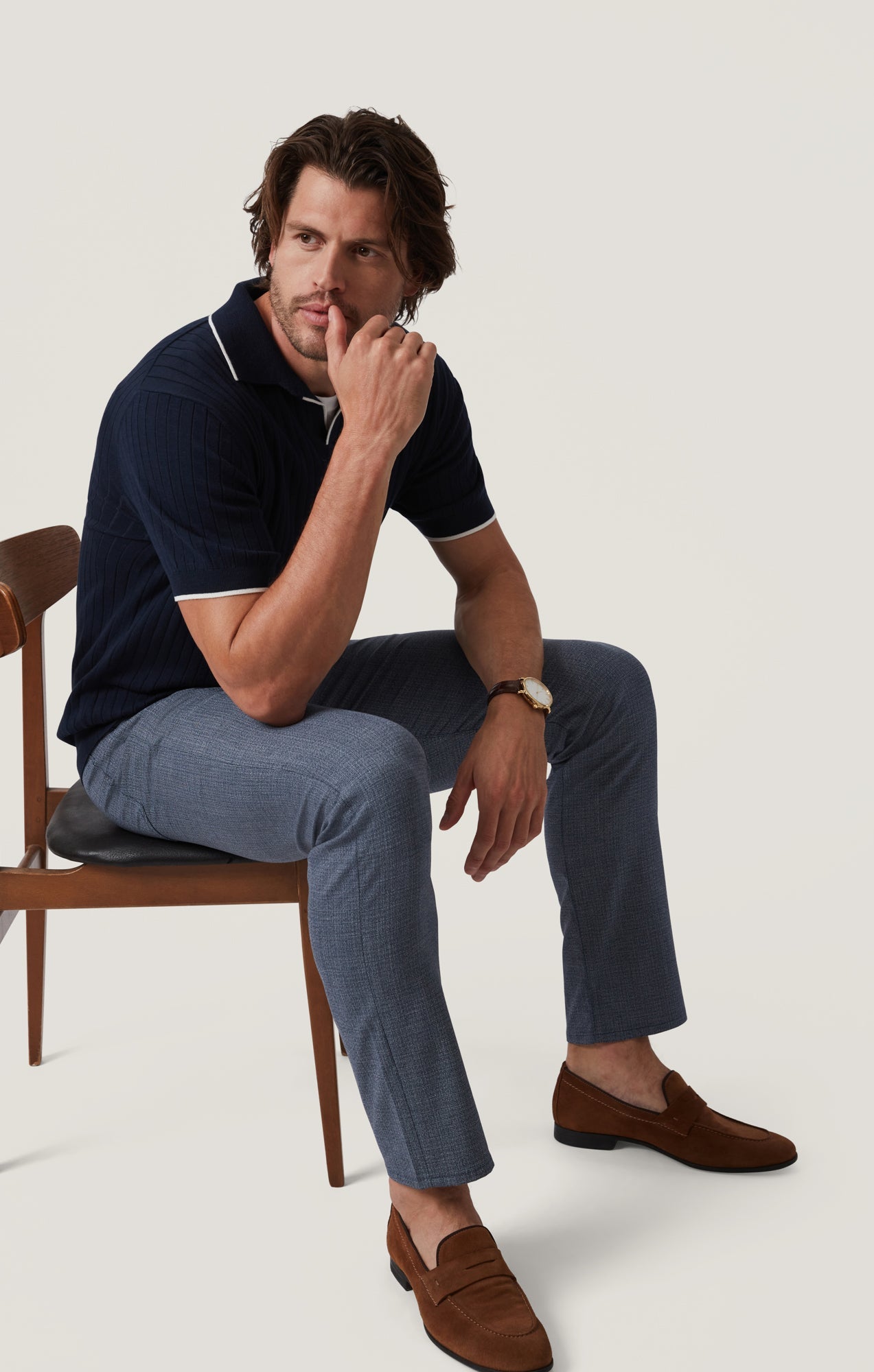 34 Heritage Courage Straight Leg Pants in Navy Fancy
