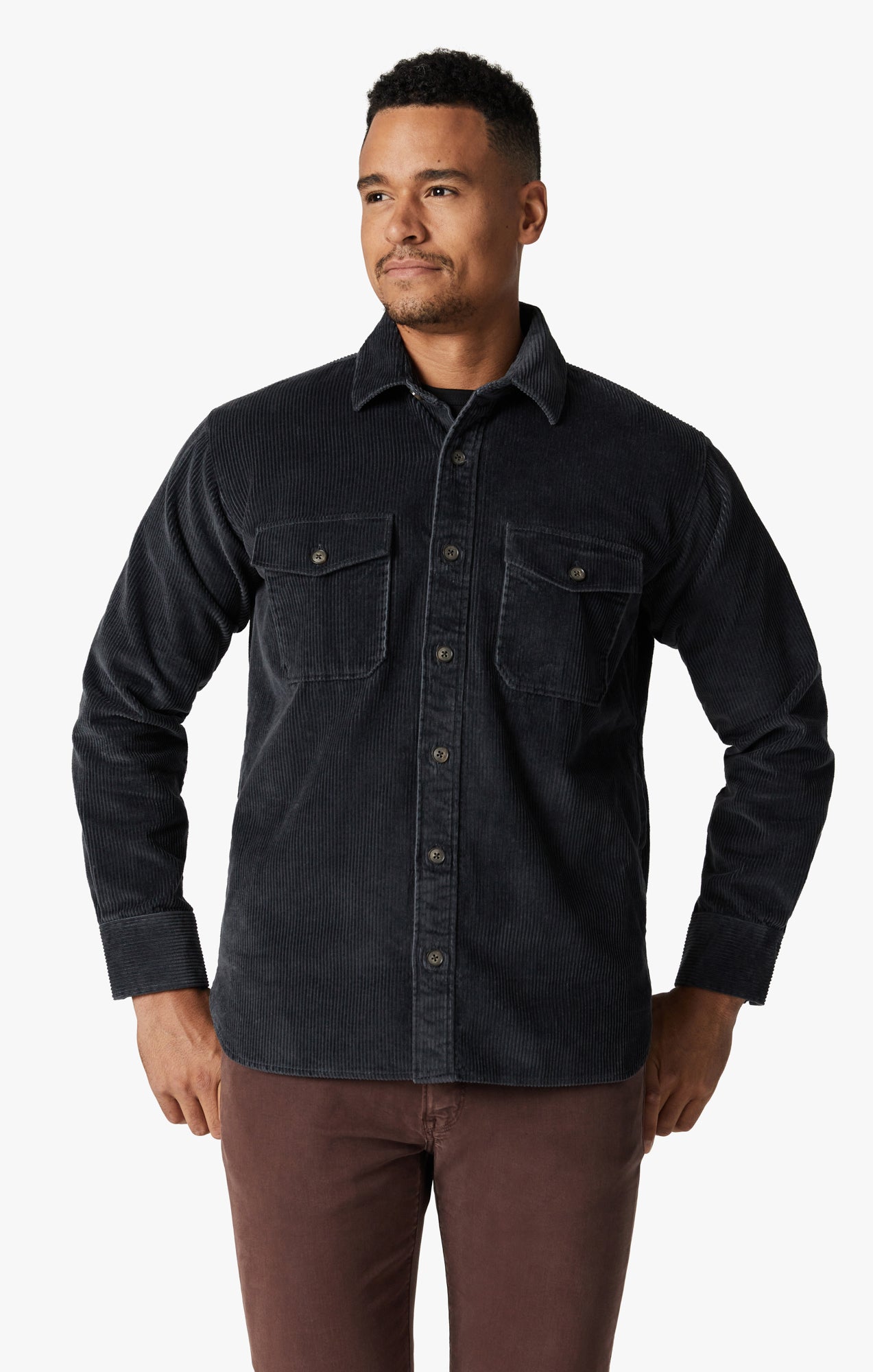 34 Heritage Men's Overshirt In Charcoal | 34 Heritage