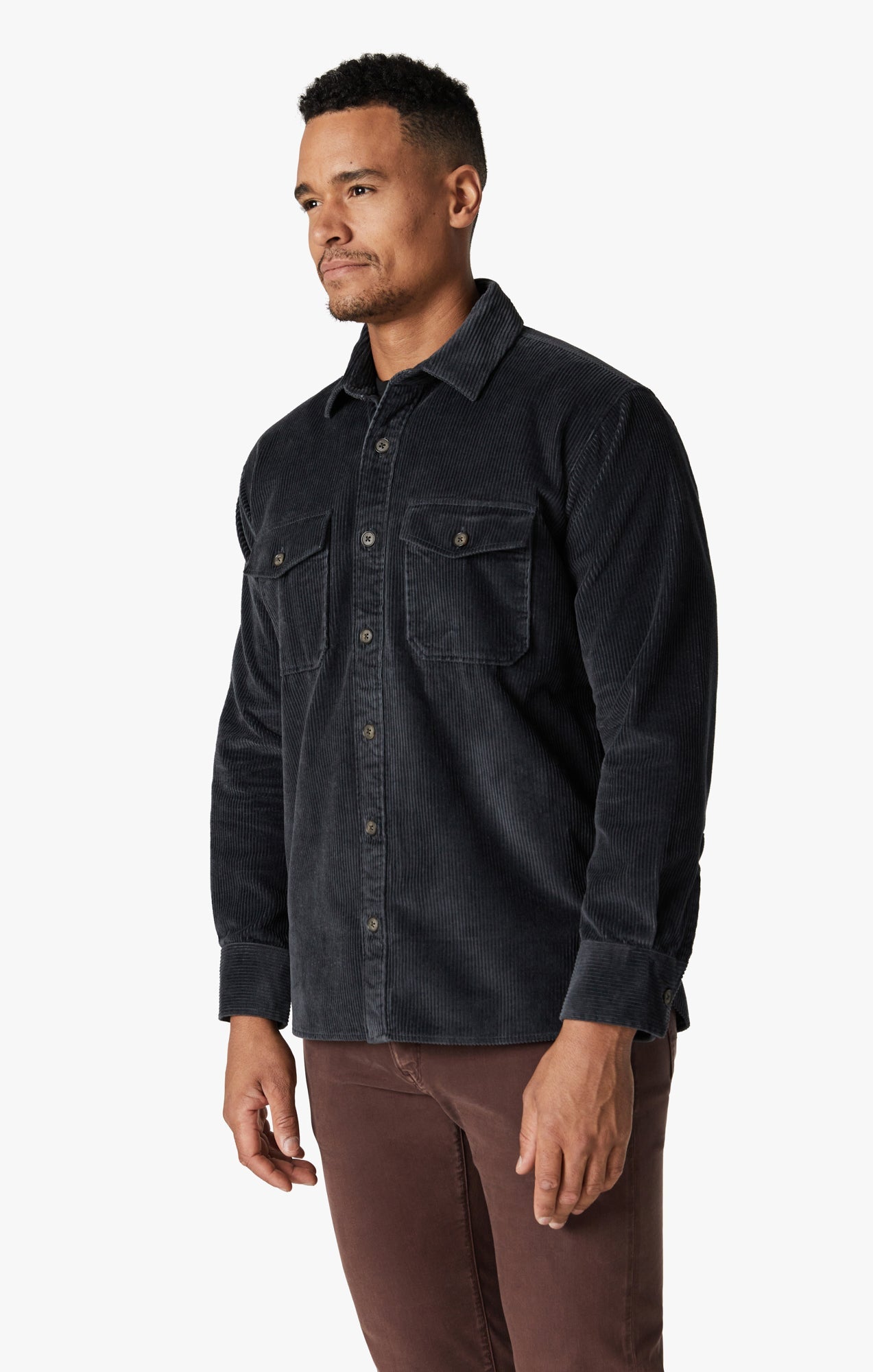 34 Heritage Men's Overshirt In Charcoal | 34 Heritage