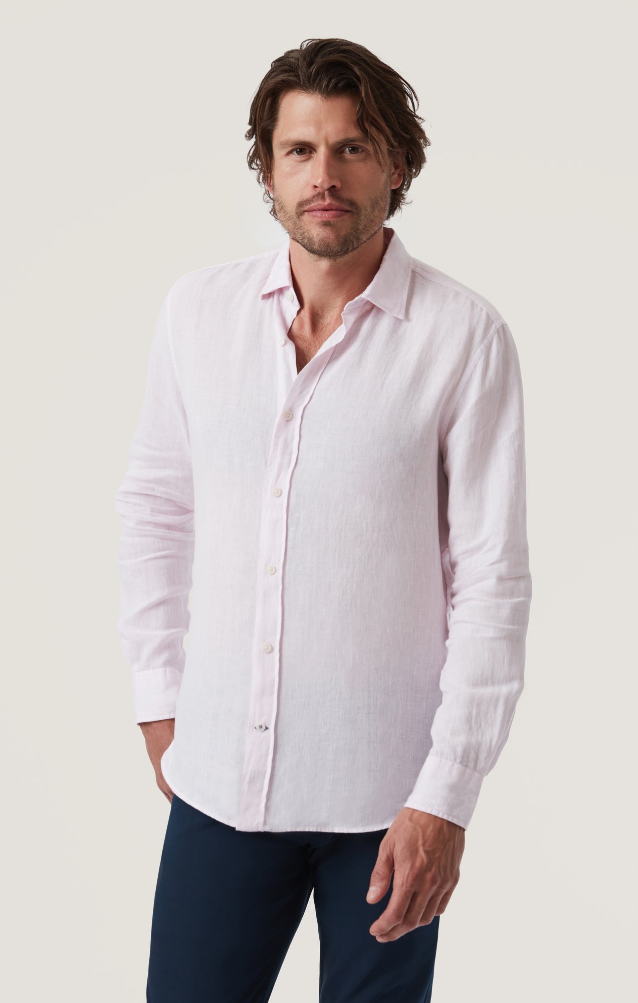 34 Heritage Linen Chambray Shirt in Pink