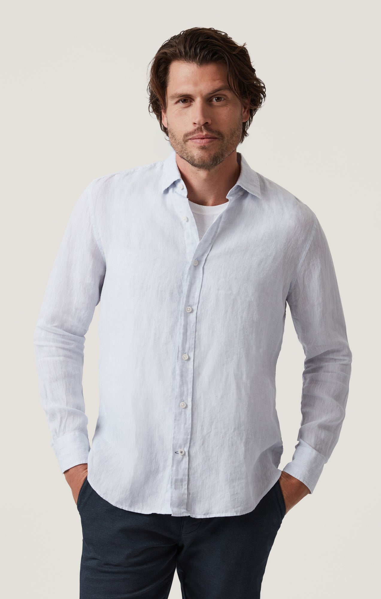 34 Heritage Linen Chambray Shirt in Chalk