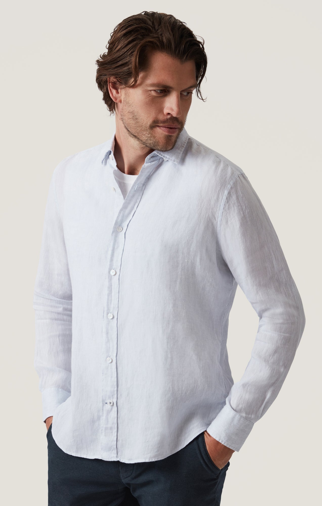 34 Heritage Linen Chambray Shirt in Chalk