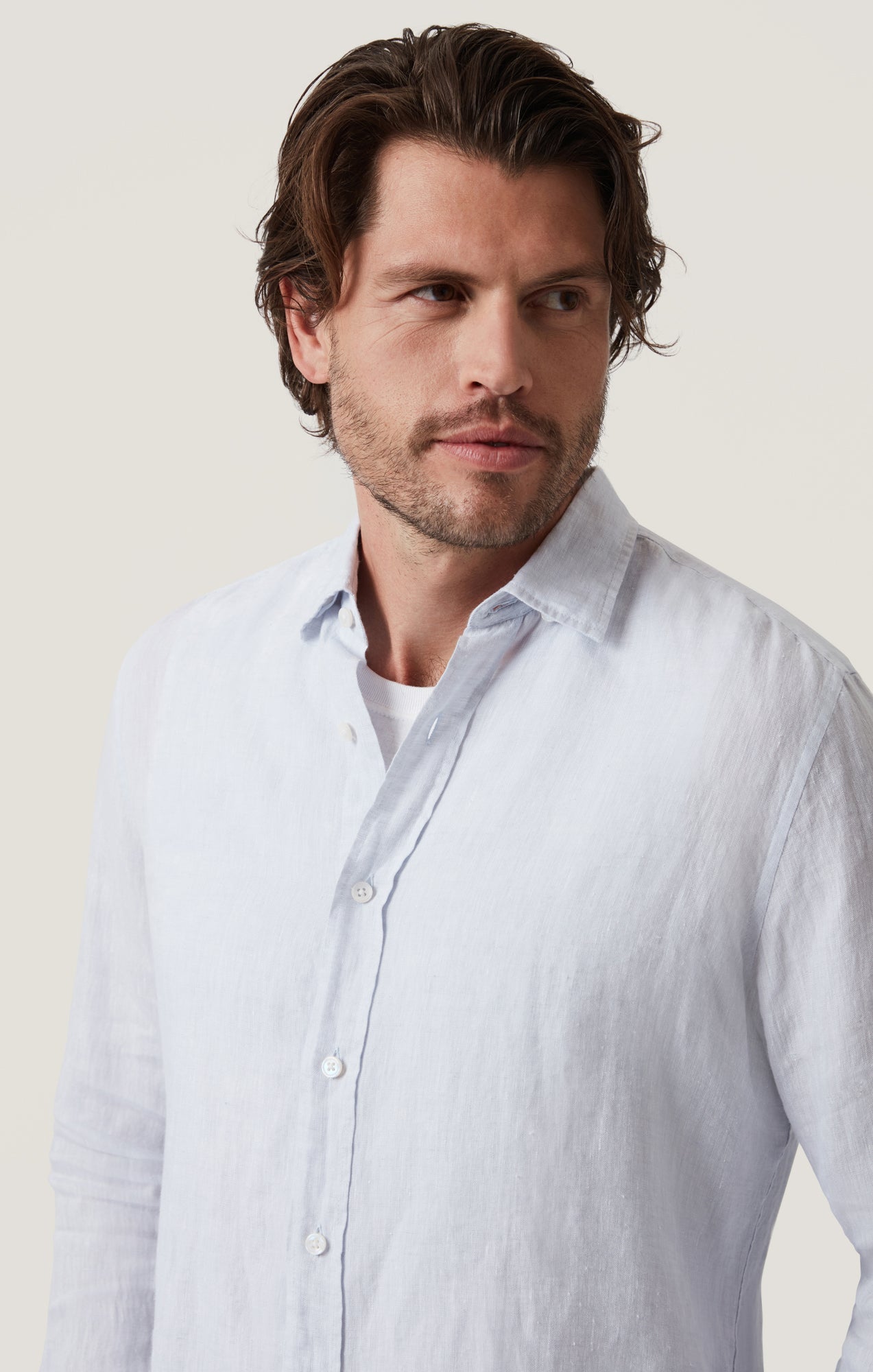 34 Heritage Linen Chambray Shirt in Chalk