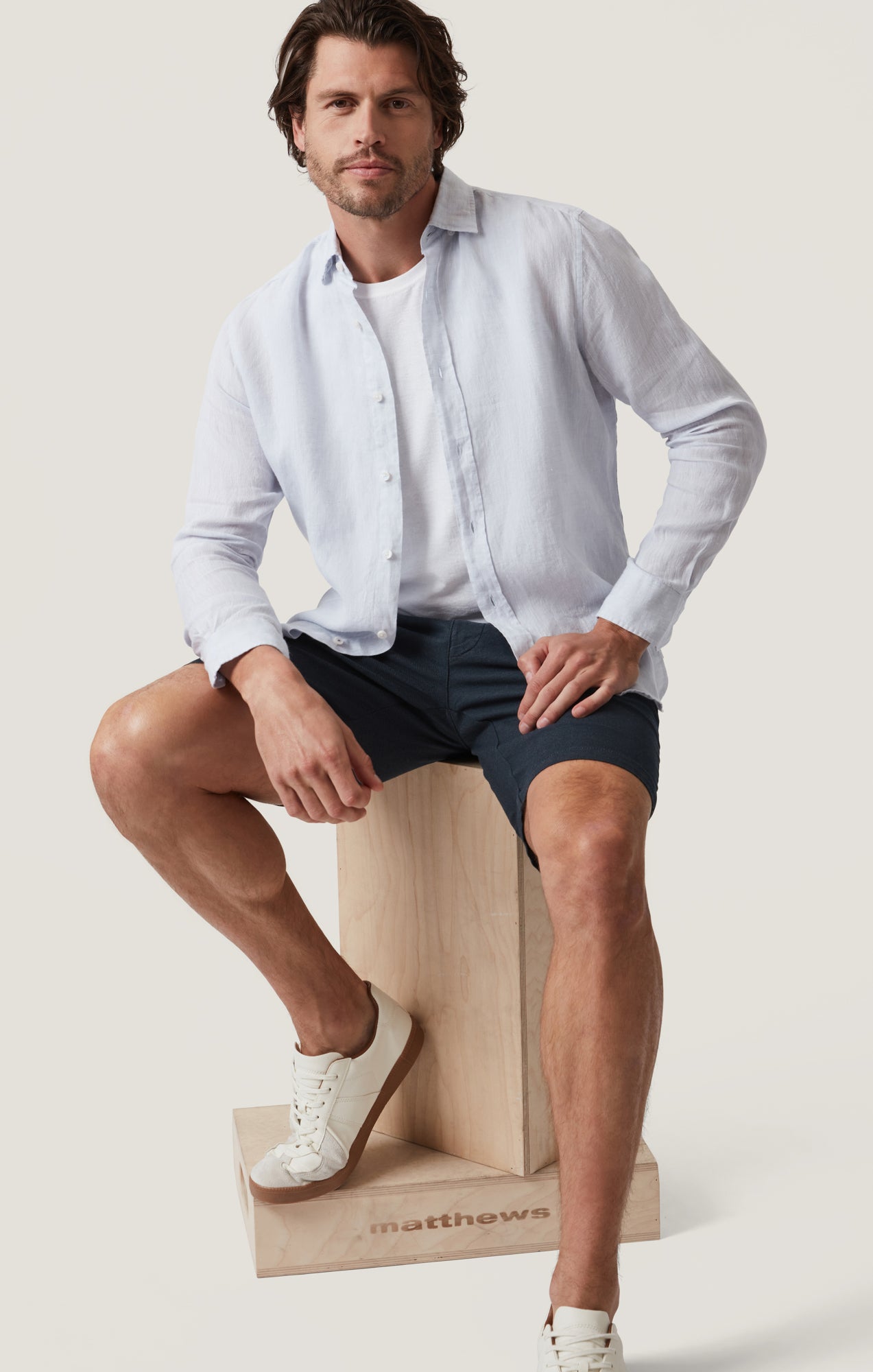 34 Heritage Linen Chambray Shirt in Chalk