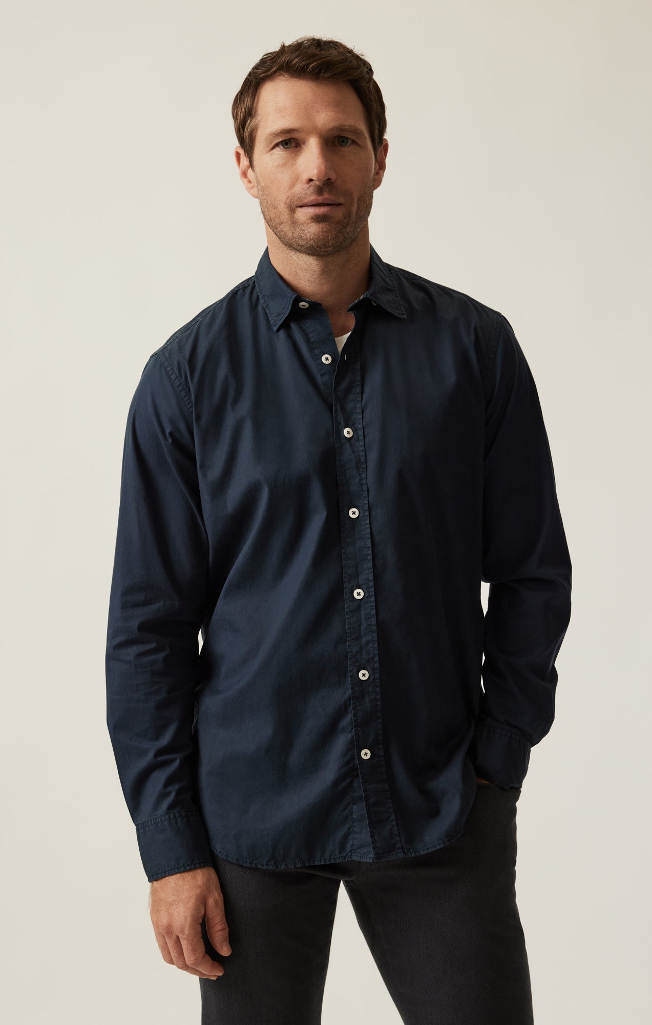34 Heritage Luxe Twill Shirt In Dress Blues