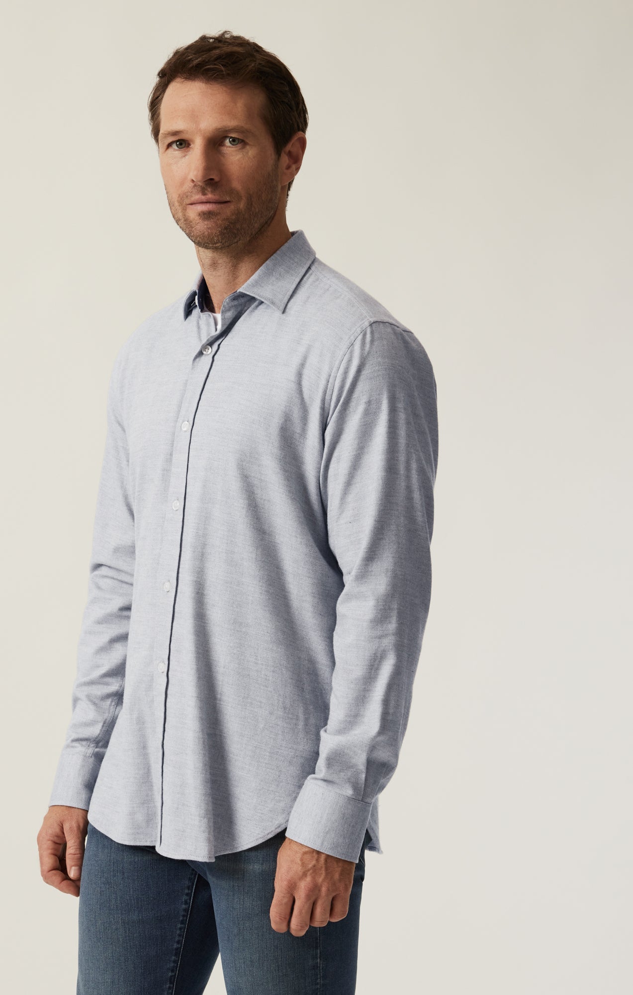 34 Heritage Herringbone Shirt In Grey Melange