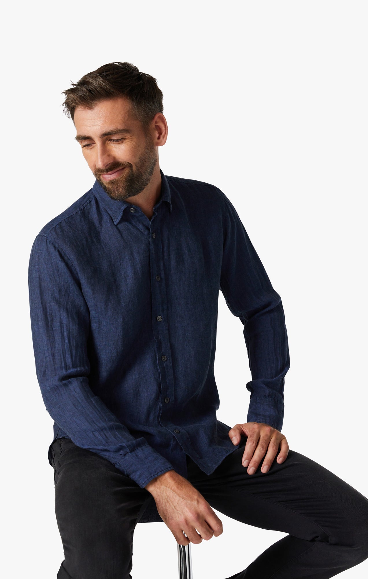 34 Heritage Linen Chambray Shirt İndigo