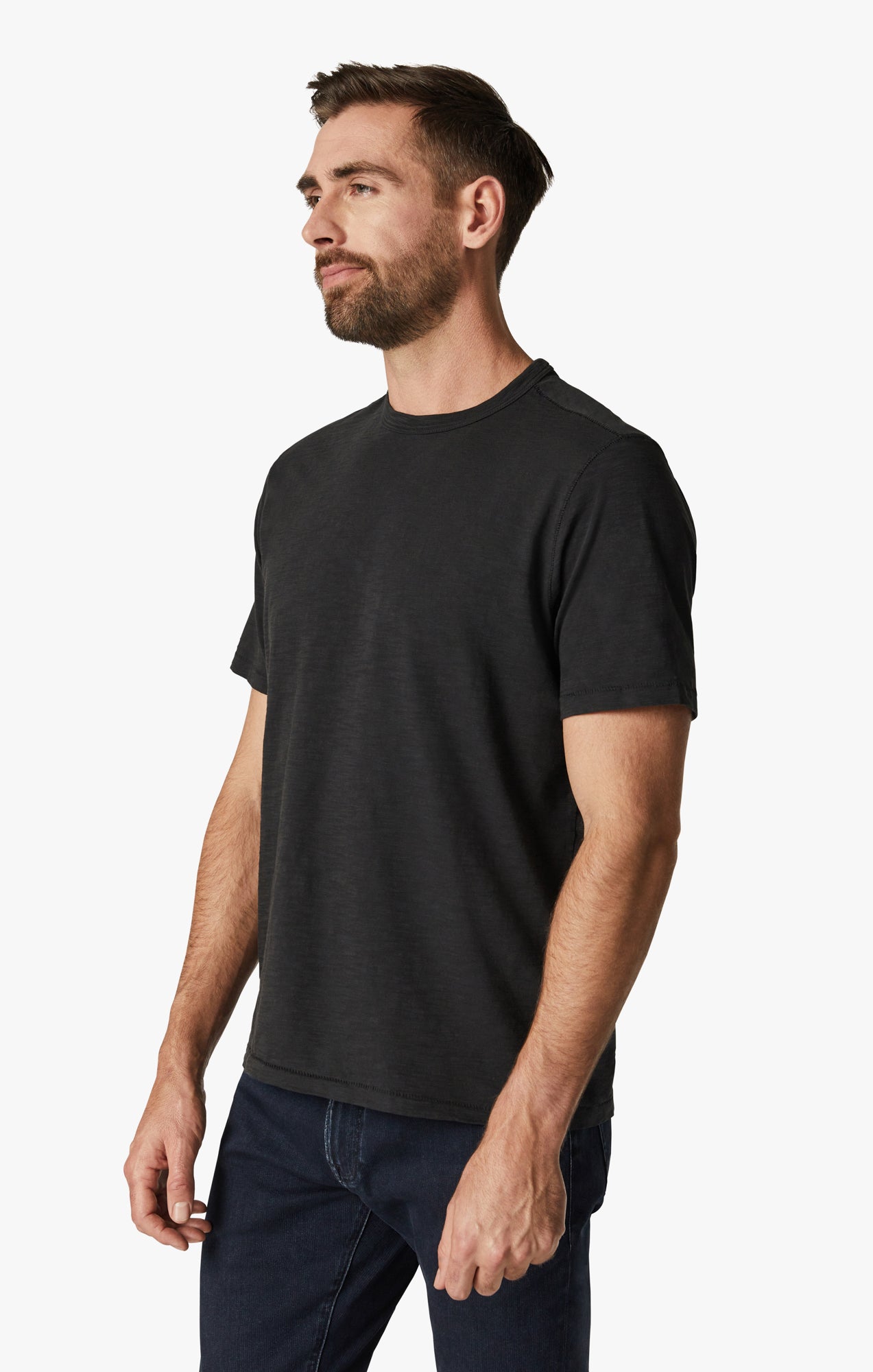 34 Heritage Slub Crew Neck T-Shirt in Black