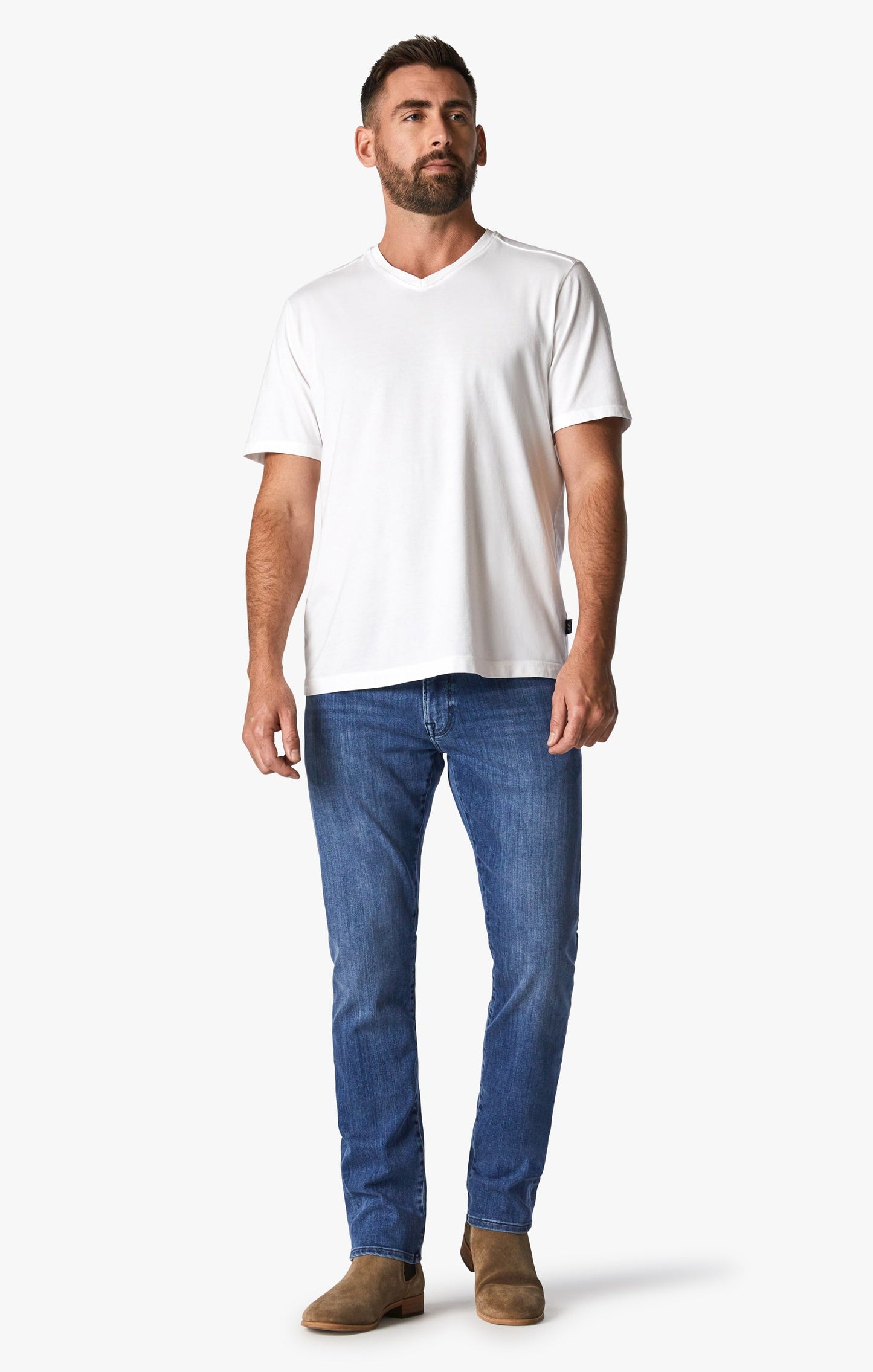 34 Heritage Deconstructed V-Neck T-Shirt in White