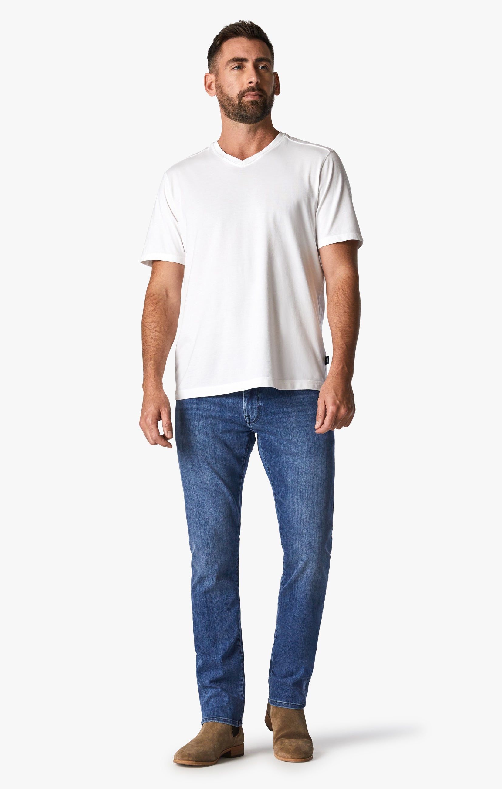 34 Heritage Deconstructed V-Neck T-Shirt in White