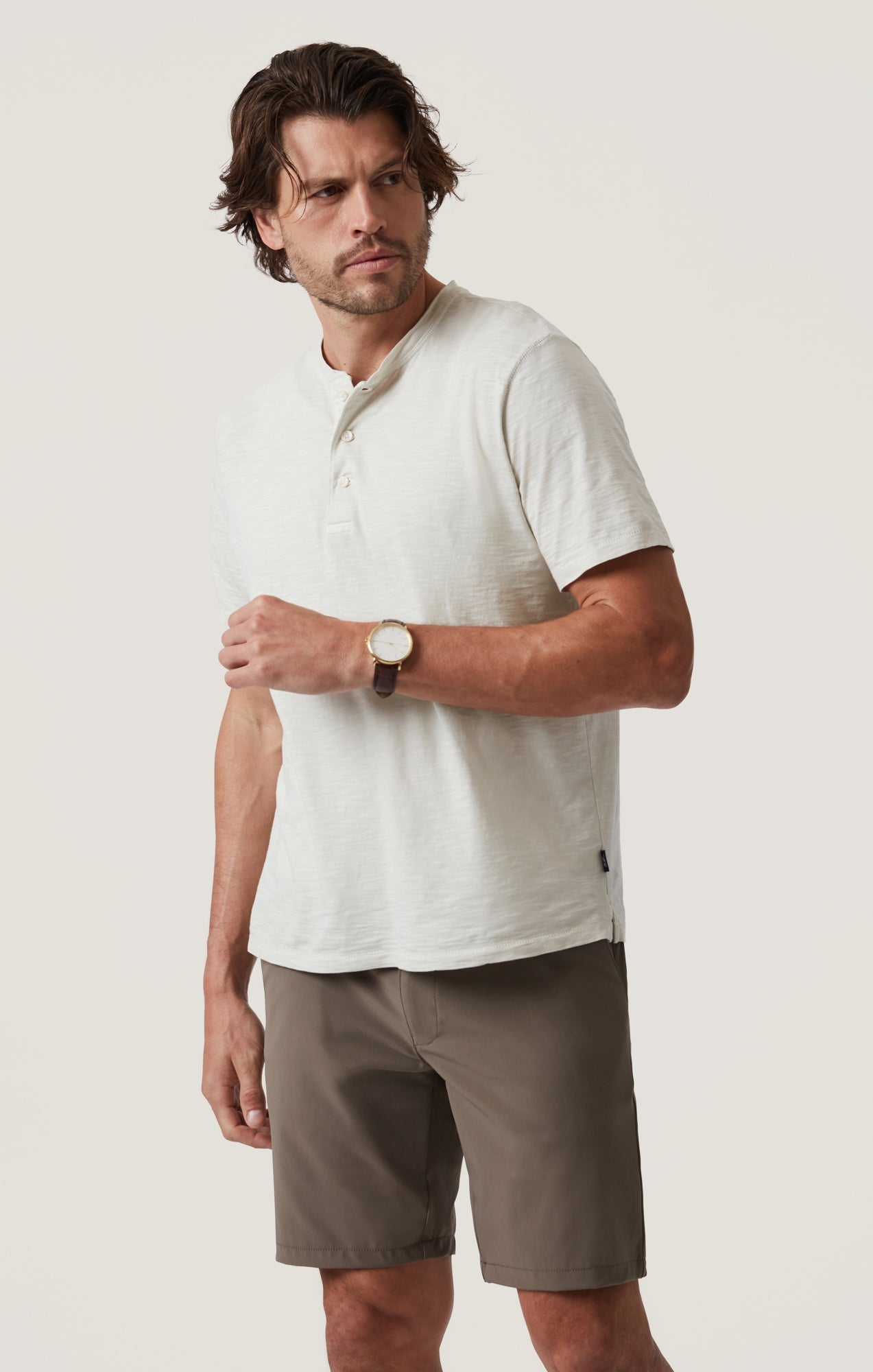 34 Heritage Slub Henley T-Shirt in Ivory