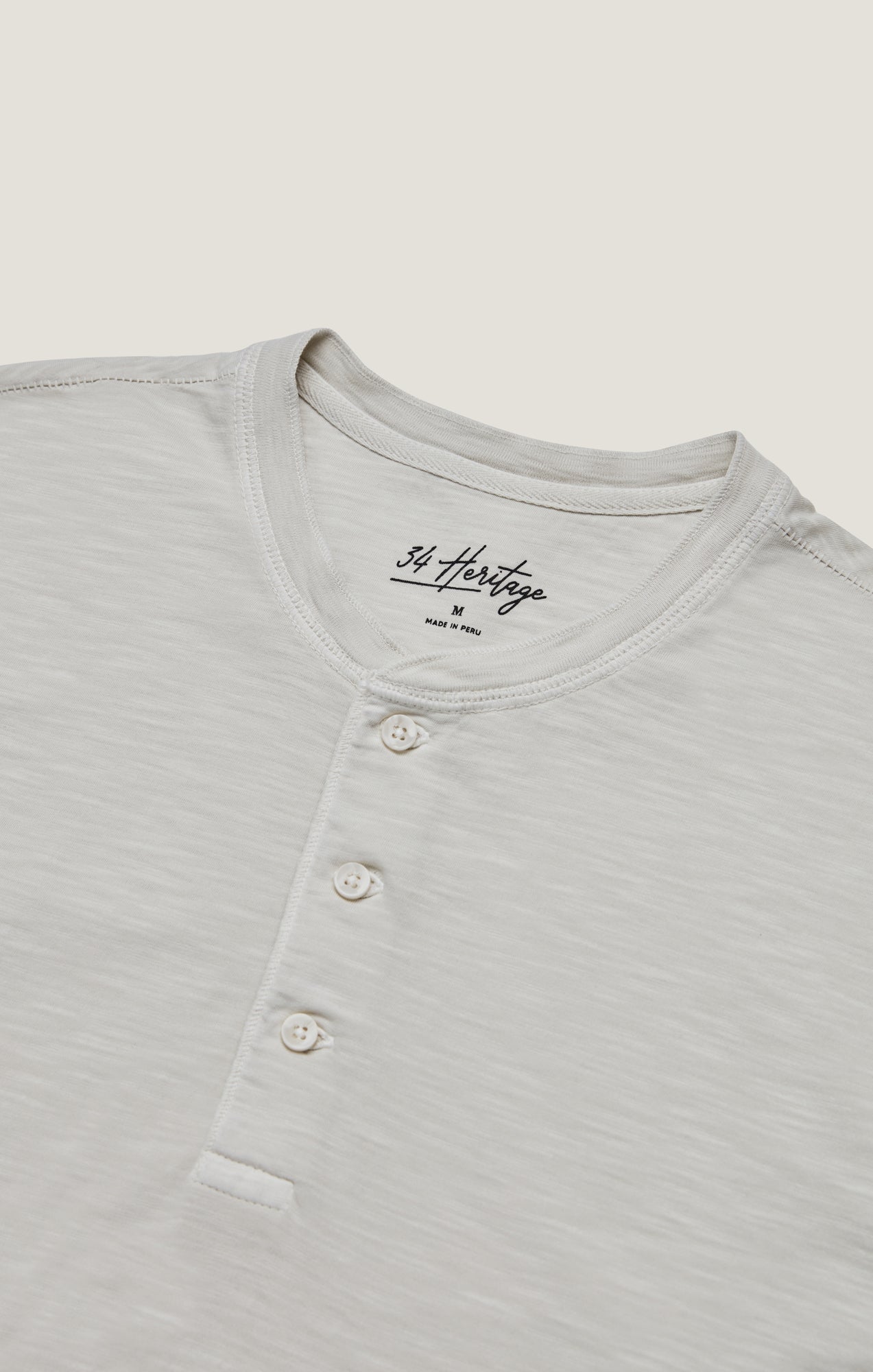 34 Heritage Slub Henley T-Shirt in Ivory