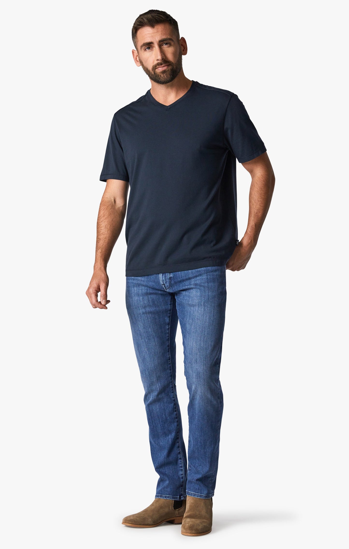 34 Heritage Deconstructed V-Neck T-Shirt in Dark Navy